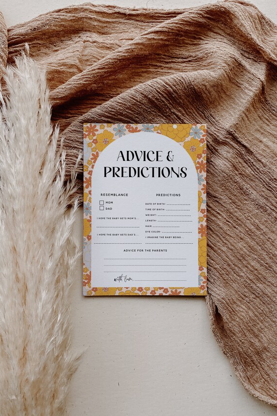Retro Floral Advice Card, Groovy Vibe Predictions and Advice, Advice for Mom Retro Boho Floral Printable, Instant Download, 189