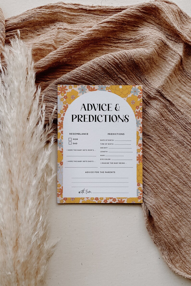 Retro bloemenadvieskaart, Groovy Vibe voorspellingen en advies, advies voor moeder Retro boho bloemen afdrukbare, instant download, 189 afbeelding 1