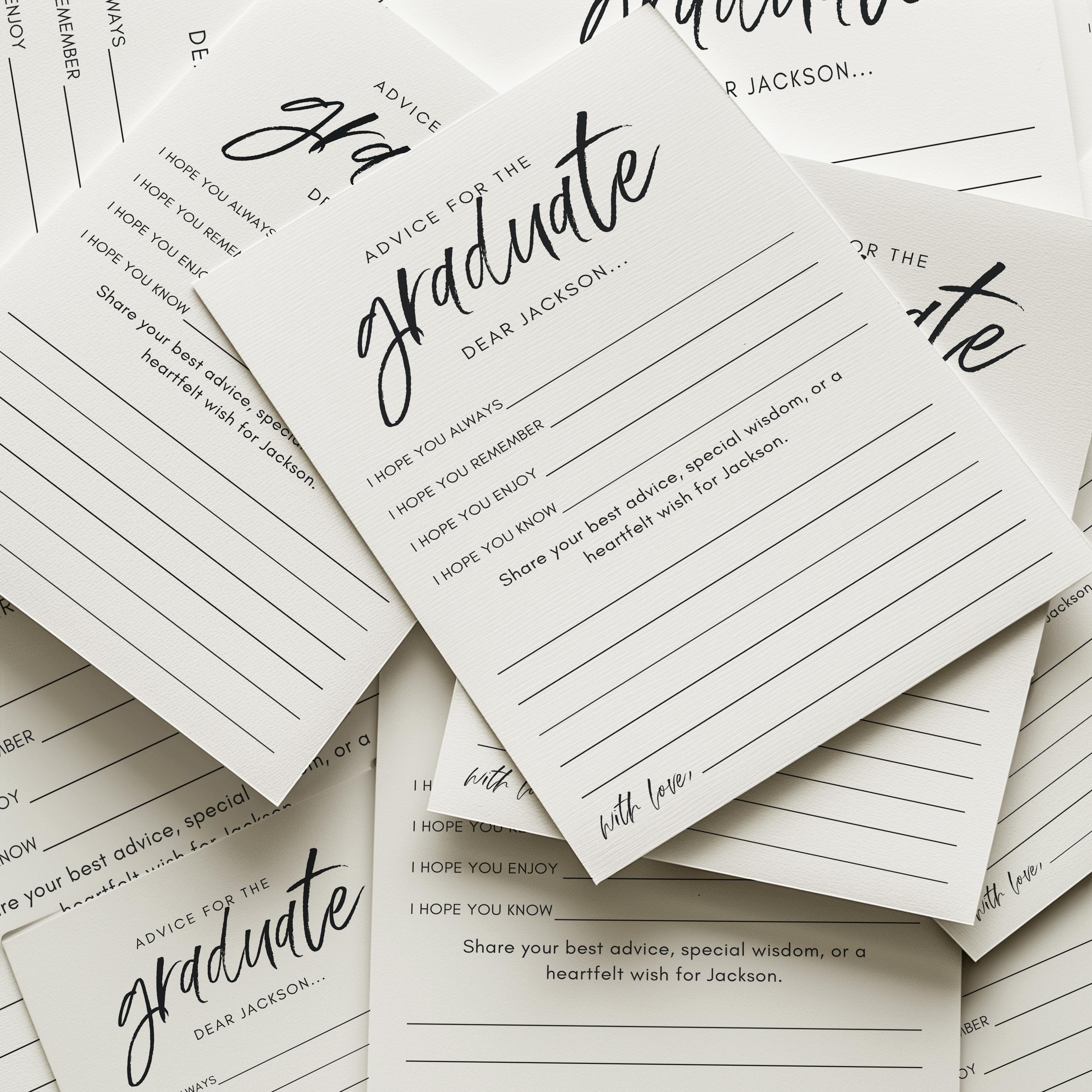 New Grad Notes Advice for the Graduate Card Template, Graduation Advice Cards, Grad ...