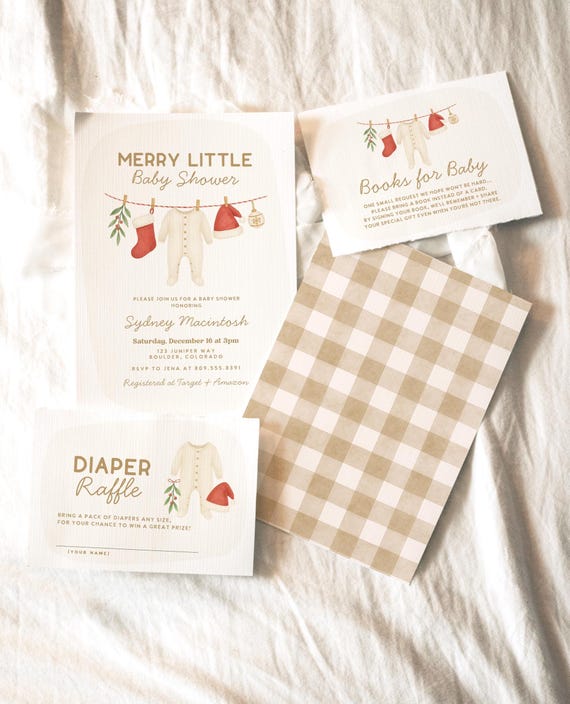 Winter Christmas Merry Little Baby Shower Bundle, Christmas Baby Shower Invitation Template, Winter Baby Shower Printable Invite Cards 267