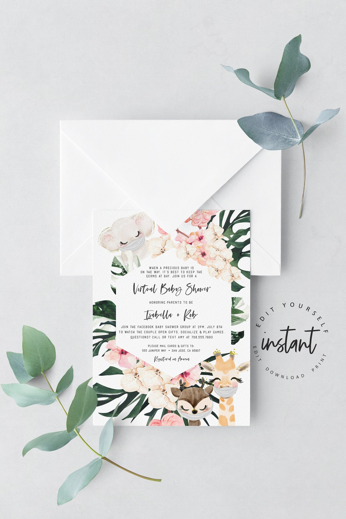 Virtual Baby Shower Invitations Facebook Baby Shower Etsy