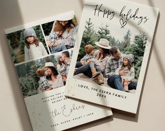 Moderne, minimalistische Weihnachtskarte mit Foto – Druckbare, einfache Weihnachtskarte, bearbeitbare Vorlage für eine Weihnachtskarte mit Familienfoto – Sofort-Download