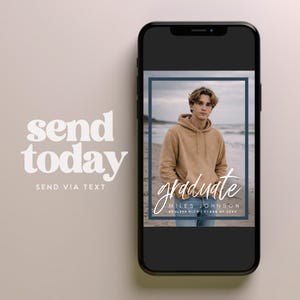 Modern Graduation Invitation Template, Navy Photo Collage, Senior Grad Announcement (Digital Download) 129 image 3