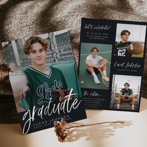 Graduation Invitation 2026 Template, Modern Graduation Announcement, Senior Graduation Party,  Boys Graduation Party Invite G2