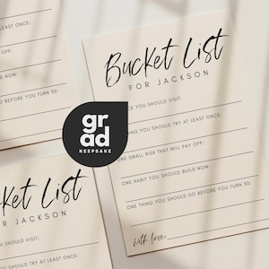 Graduation Bucket List Card Template, Advice for the Graduate Card Graduation Party Activity Card Grad Party Keepsake Card Editable Canva G2