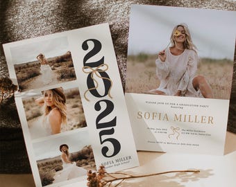 Class of 2025 Graduation Announcement Canva Template Senior Grad Party Invitation Template Digital Download Editable Graduation Party Invite