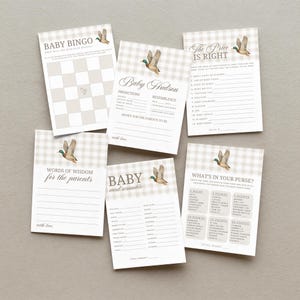 Mallard Baby Shower Welcome Sign Mallard Duck Baby Shower Welcome, Gingham Duck Hunting invite, Duck Baby Shower Boy Hunting Duck 283 image 9