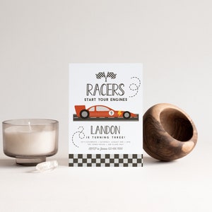 Red Race Car Birthday Invitation, Editable Template Racing Car Birthday, Two Fast Red Race Car, Boy Birthday Instant Download, 7135