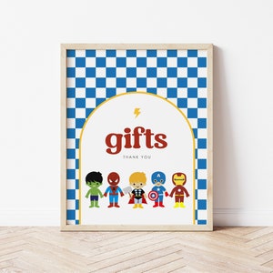 Modern Superhero Gifts Sign Superhero Birthday Gift Table Sign Party Decor, Boy Birthday, Girl Birthday Instant Download, 752
