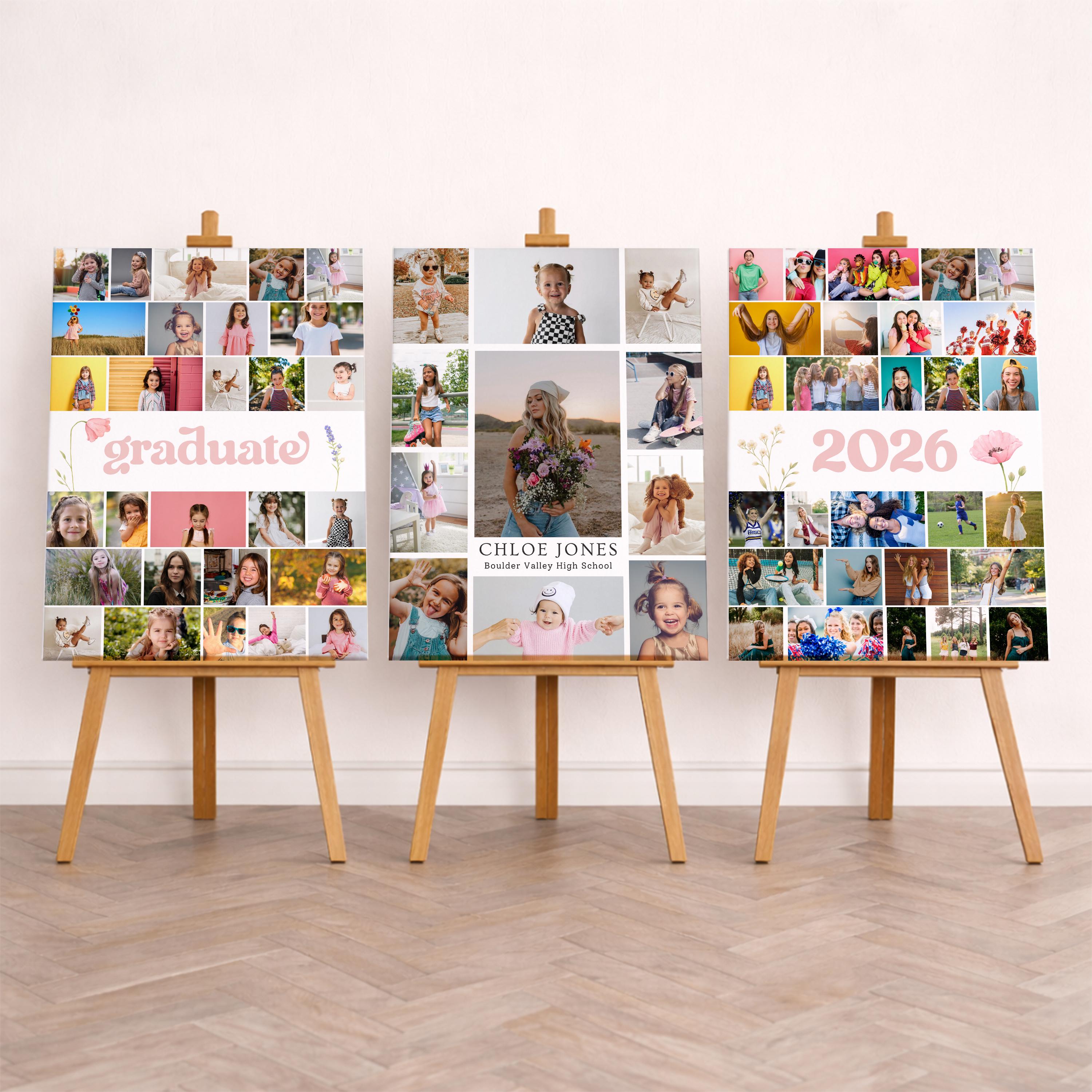 Graduation Photo Collage Sign Template 18x24, Editable Grad Memory ...
