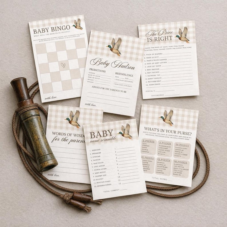 Mallard Baby Shower Invitation, Mallard Duck Baby Shower Invite, Gingham Duck Hunting invite, Duck Baby Shower Invite, Boy Hunting Duck 283 image 6