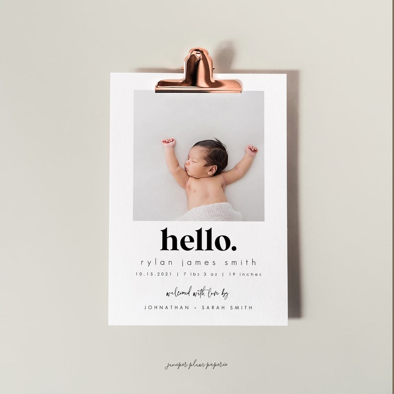 Birth Announcement Template Photo Birth Announcement Card Newborn Birth Announcement Modern Minimalist Instant Download 707 image 2