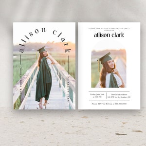 Arched Name Graduation Announcement Template, Minimalist Graduation Announcement, Modern Class of 2024, Photo Graduation Invite 707 image 3