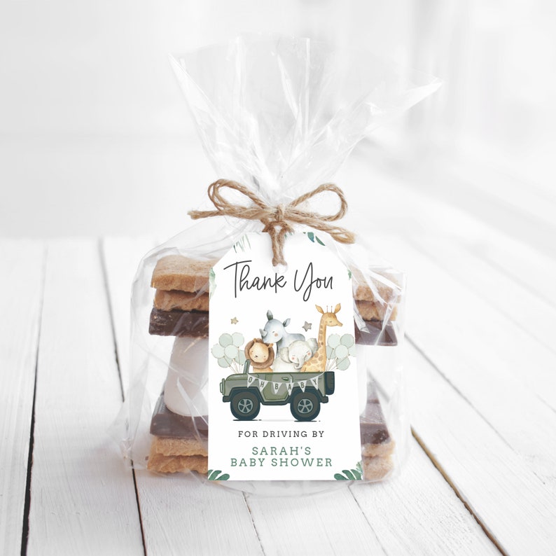Editable Drive by Shower Favor Tag Drive Through Baby Shower Etsy