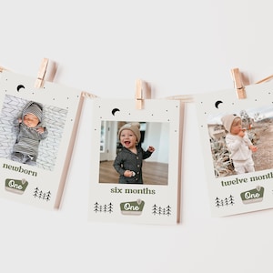 Foto Geburtstag Banner Vorlage One Happy Camper Nationalpark Geburtstag Dekor Bearbeitbare Digitale Vorlage INSTANT DOWNLOAD 208