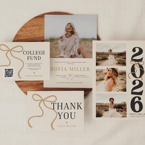 Class of 2026 Graduation Party Bundle: Invitation, College Fund QR, Thank You Card (Canva Template) 83