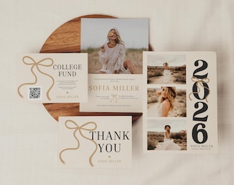 Class of 2026 Graduation Party Bundle: Invitation, College Fund QR, Thank You Card (Canva Template) 83