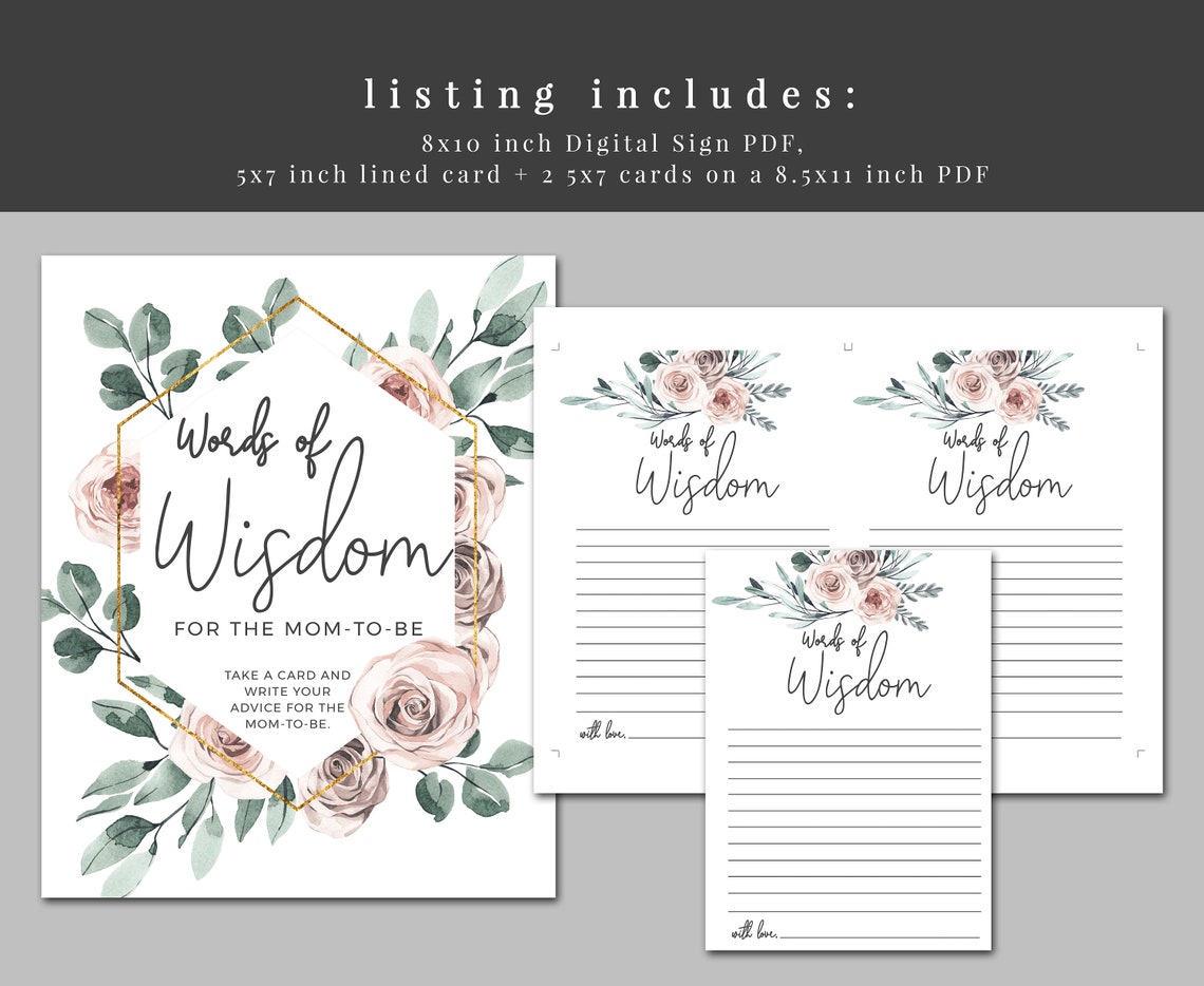 Advice for Mom-to-be Boho Rose Baby Shower Game Printable | Etsy