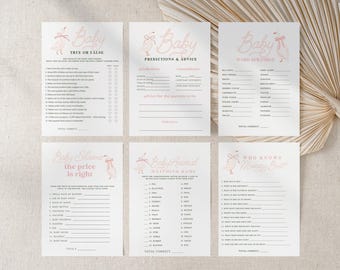Pink Silly Goose Baby Shower Games, Bunnies and Geese Baby Shower Games, Advice for Mom, Baby Animal Game, Baby Predictions Canva