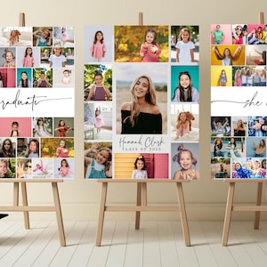 Graduation Photo Collage Template: Editable Welcome Sign Poster (Canva) G5