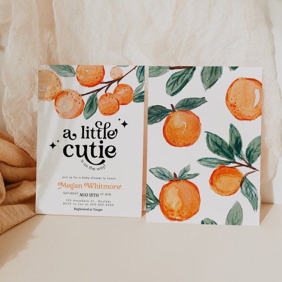 Little Cutie Baby Shower Template, Editable A Little Cutie Is On The Way Invitation, Cutie Baby Shower Invite, Canva Template Instant