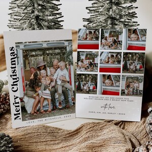Boho-kerstkaart aangepaste foto, minimalistische fotokerstkaartsjabloon, moderne kerstfotokaart, foto-kerstkaart, canvas