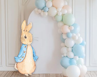 Grande sagoma decorativa a forma di coniglio da favola, compleanno coniglietto blu, festa coniglietto rustico, accessorio coniglietto blu, download immediato, file stampabile