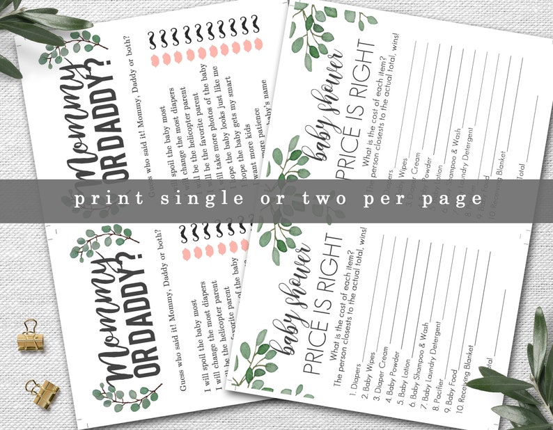 instant Shower games Instant Download Baby Shower Game Printable Wishes for Baby Card Greenery Baby Shower Game AG-15