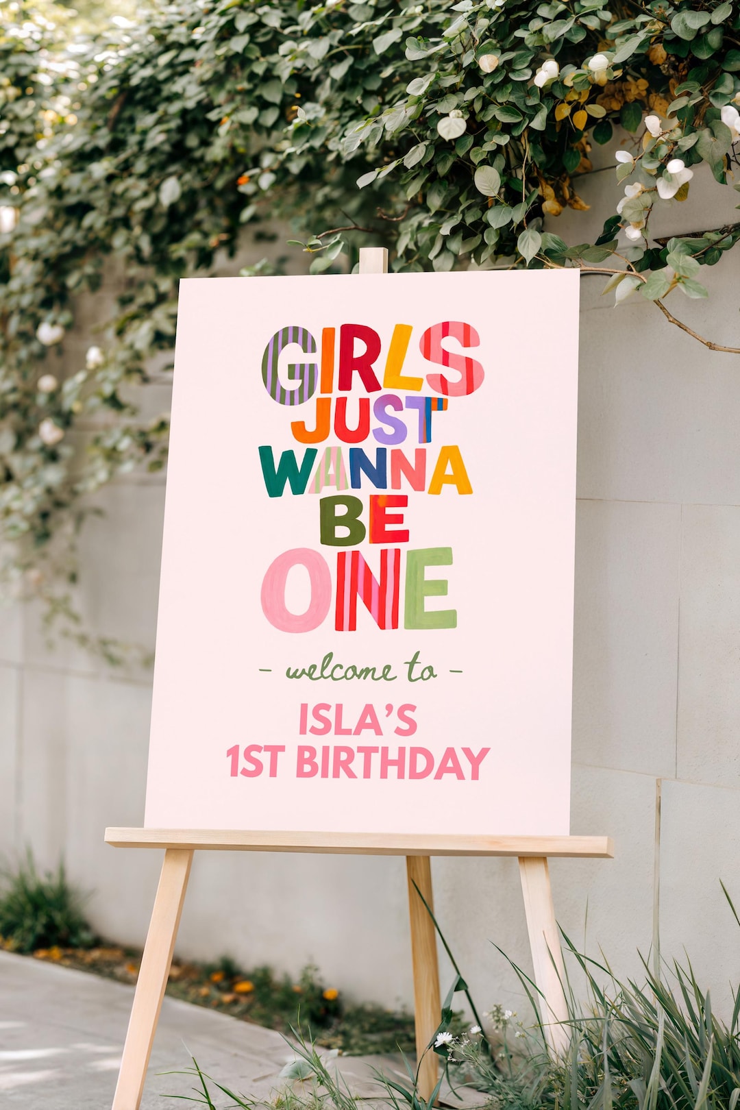 Girls Just Wanna Be ONE Welcome Sign | First Birthday Party Sign ...
