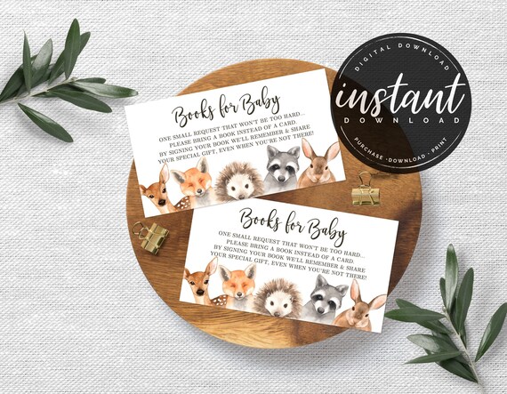 Woodland Book Request card, Woodland Baby Shower, Woodland Animals Baby Shower, Book Request Card, Bring a Book, AB-47