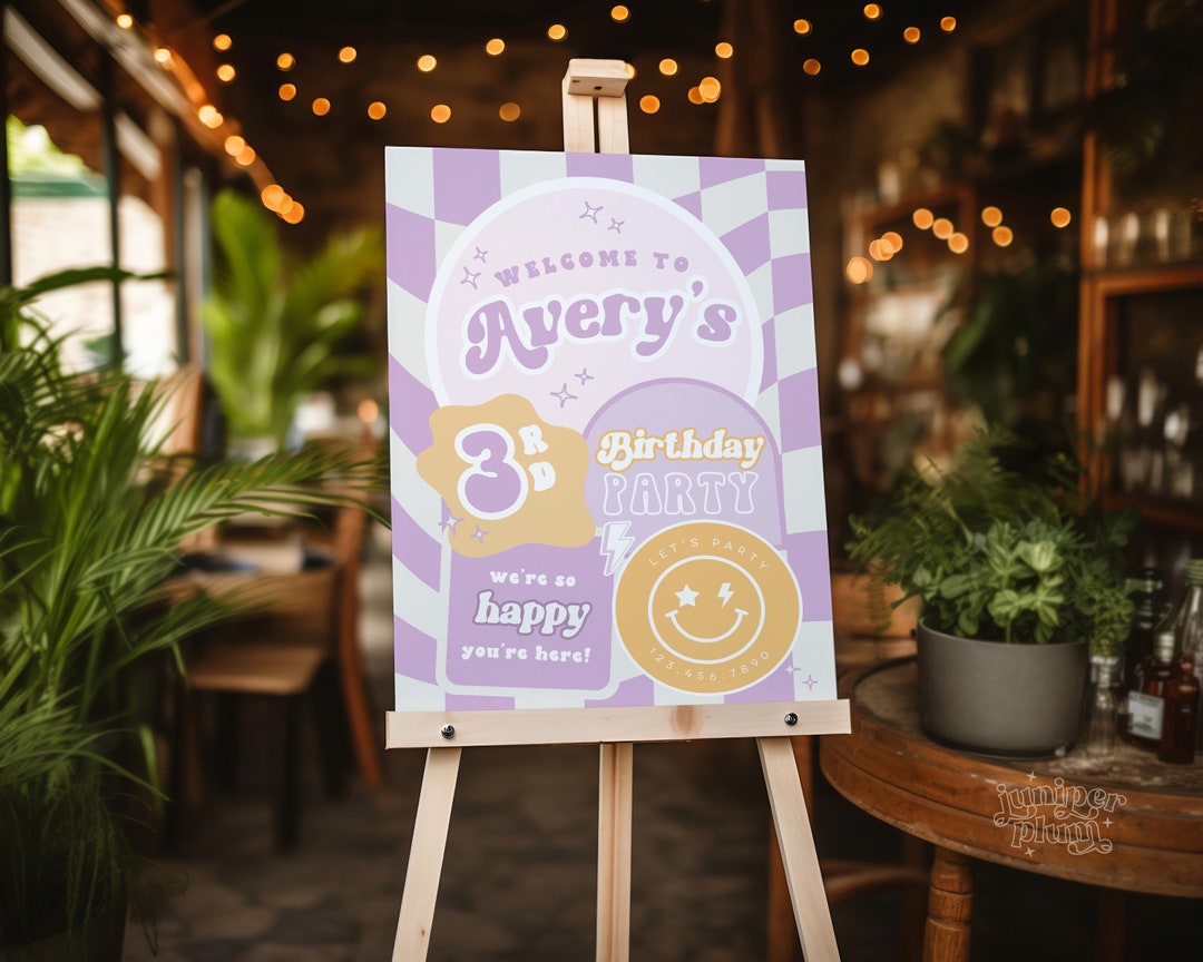 Editable Smile Face Birthday Welcome Sign, Smile Face Birthday Welcome ...