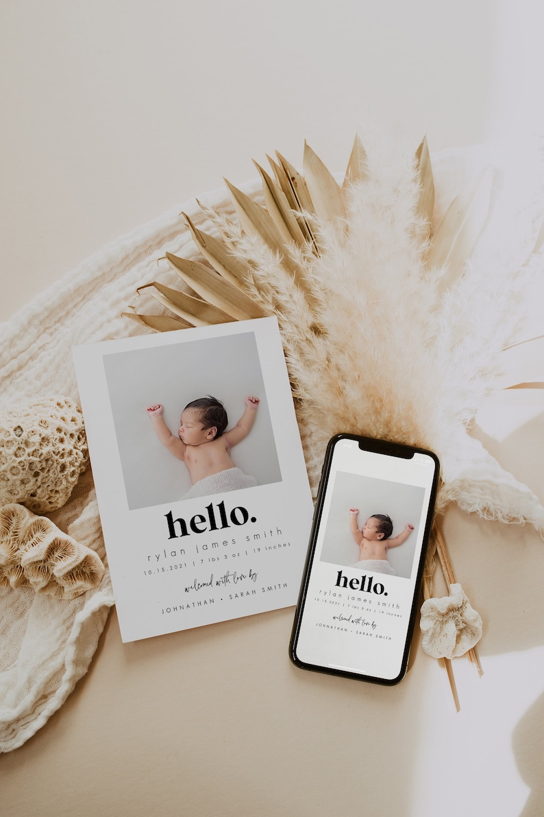 Birth Announcement Template Photo Birth Announcement Card Etsy