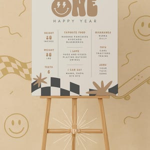 One Happy Dude Birthday Invitation Boy First Birthday Smile Face Retro Birthday Editable Digital Template INSTANT DOWNLOAD 58 image 4