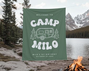 One Happy Camper Welcome Template, Boy First Birthday Happy Camper Welcome, Editable Birthday Welcome, Camping 1st Birthday ANY AGE 248