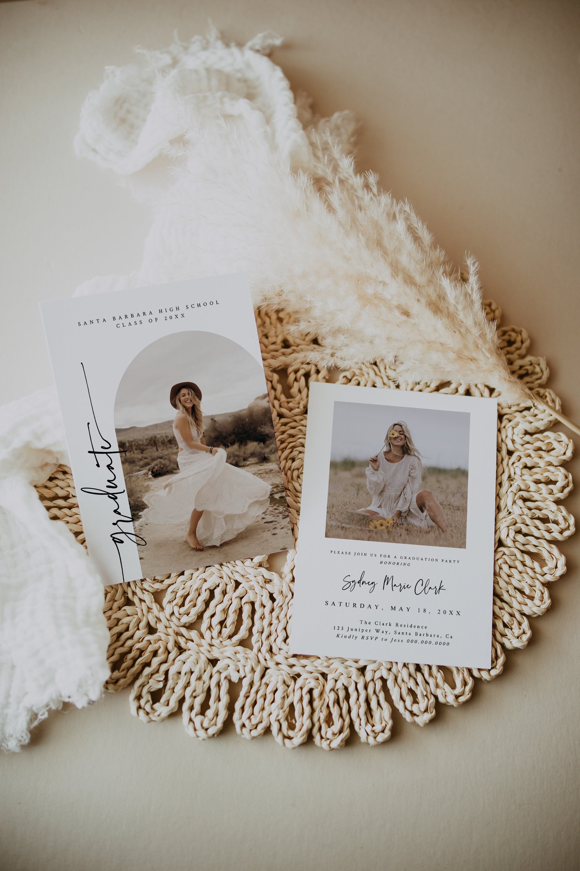 Minimalist Graduation Announcement, Graduation Party Invitation Template,  Modern Arch Graduation Party Invite, Photo Graduation Invite 707 - Etsy, image size:2000x3000