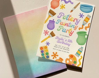 Invitación de cumpleaños de pintura de cerámica, invitación editable para fiesta de cumpleaños de arte de cerámica, fiesta de pintura de alfarero, cumpleaños de artista de pintura móvil de Evite
