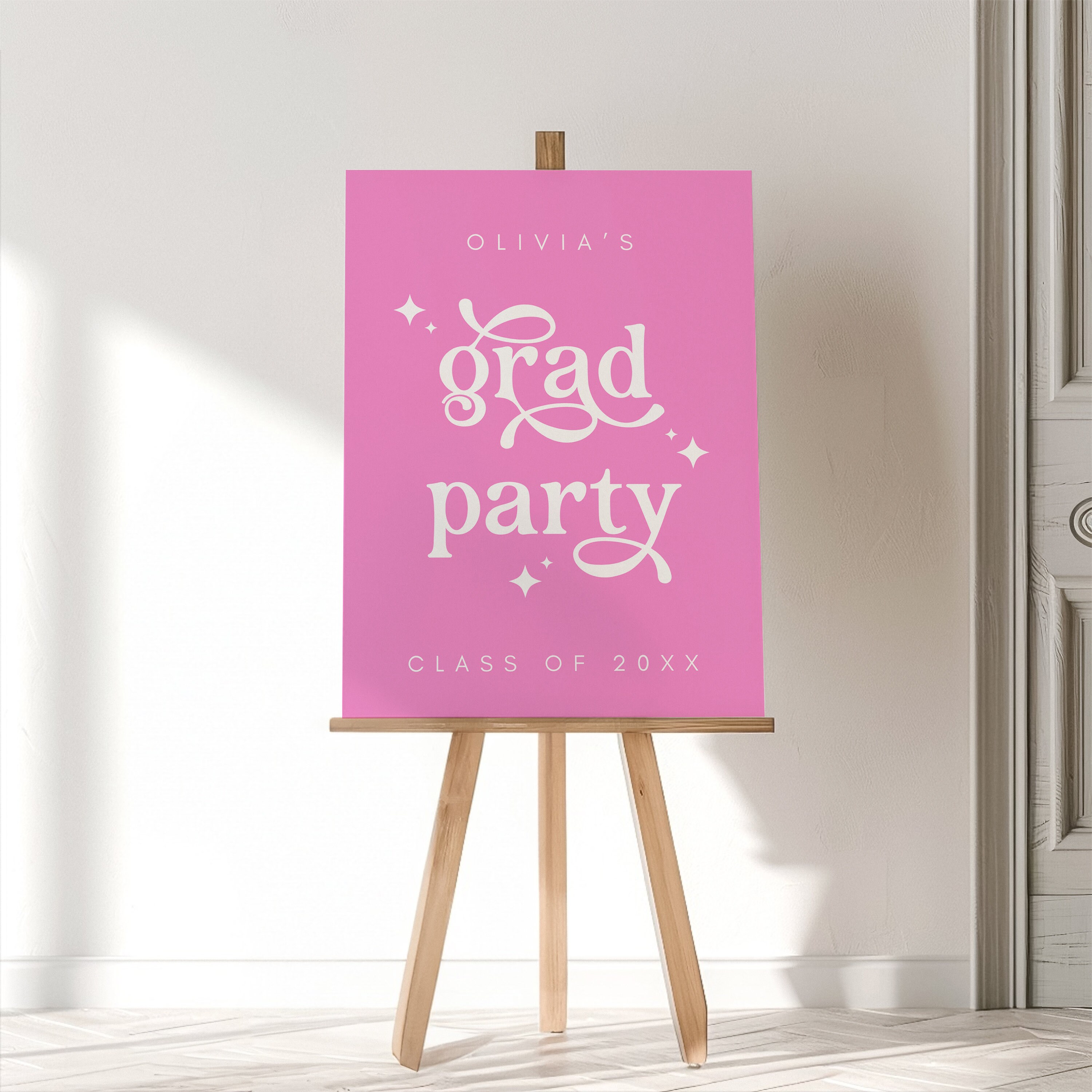 Graduationa Signs Pink Hot Pink Graduation Welcome Sign Template, BOHO Graduation Party ...