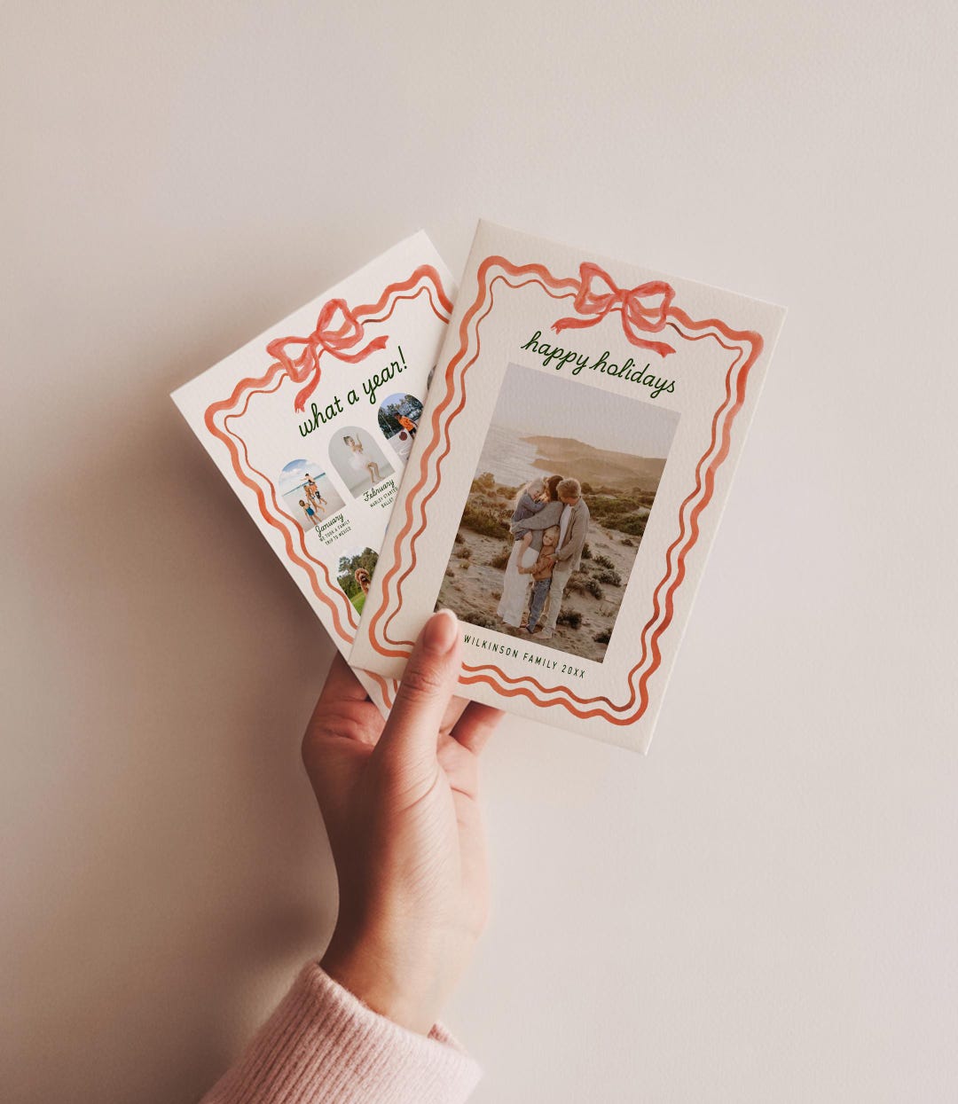 Ribbon Border Holiday Card Template | Bow Frame Christmas Photo Card ...