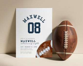 Boy Football Birthday Invitation, Game On Any Age Football Invite, Editable First birthday Invite, Boy Birthday Invite Canva Template