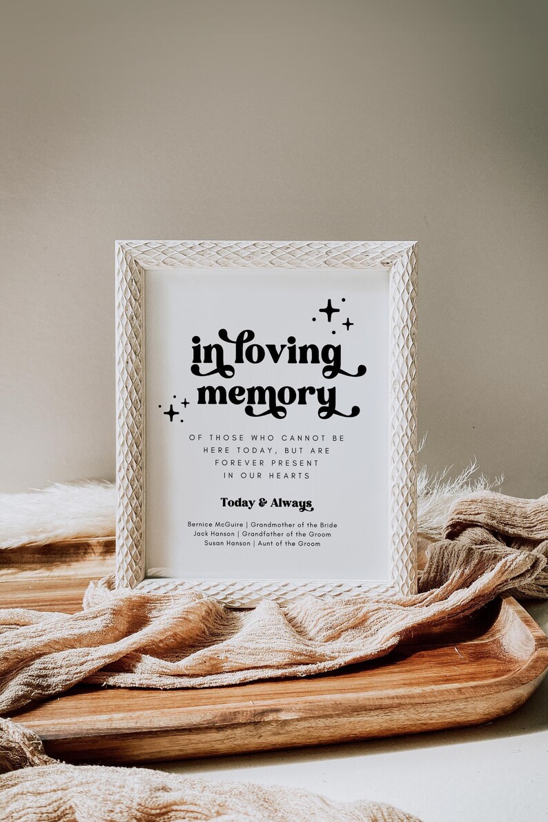 In Loving Memory Wedding Sign, Forever in Our Hearts Sign, Retro ...