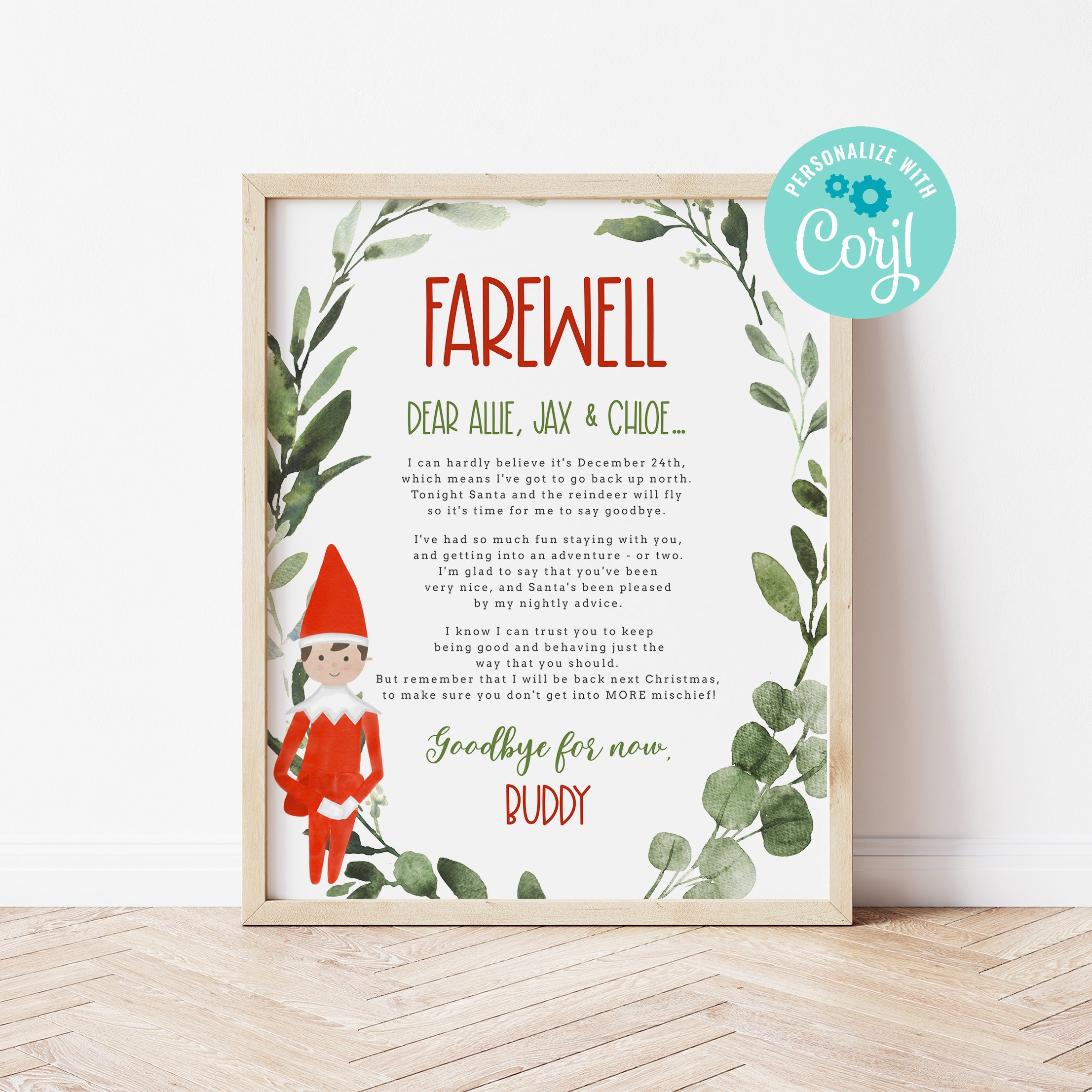 Editable Elf Letter, Elf Goodbye Letter, Elf Goodbye for now, Elf Let…