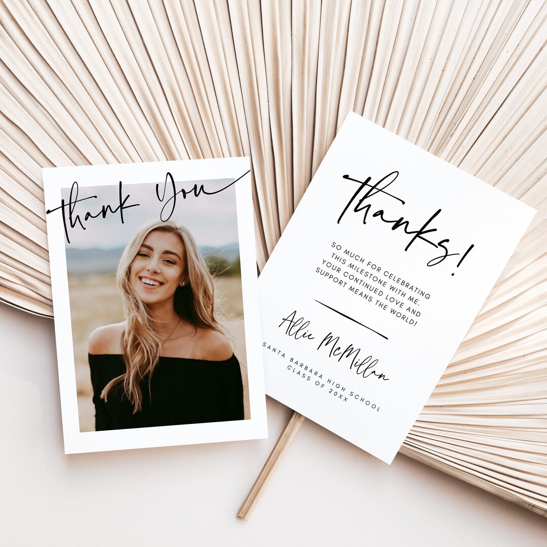 Minimalist Graduation Thank You Card Template, Graduation Thank You ...