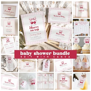 Cherry On Top Babypartyeinladung Bundle druckbare, Cherry Babypartyeinladung Bearbeitbare Spiele Cherry Babypartydekorationen 226