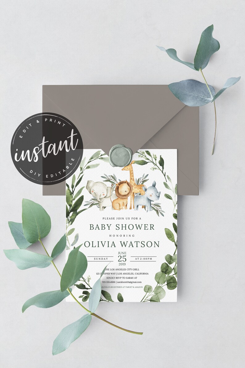 Jungle Animal thank you card safari thank you baby shower thank you Baby Shower thank you card thank you AS-42 thank you cards