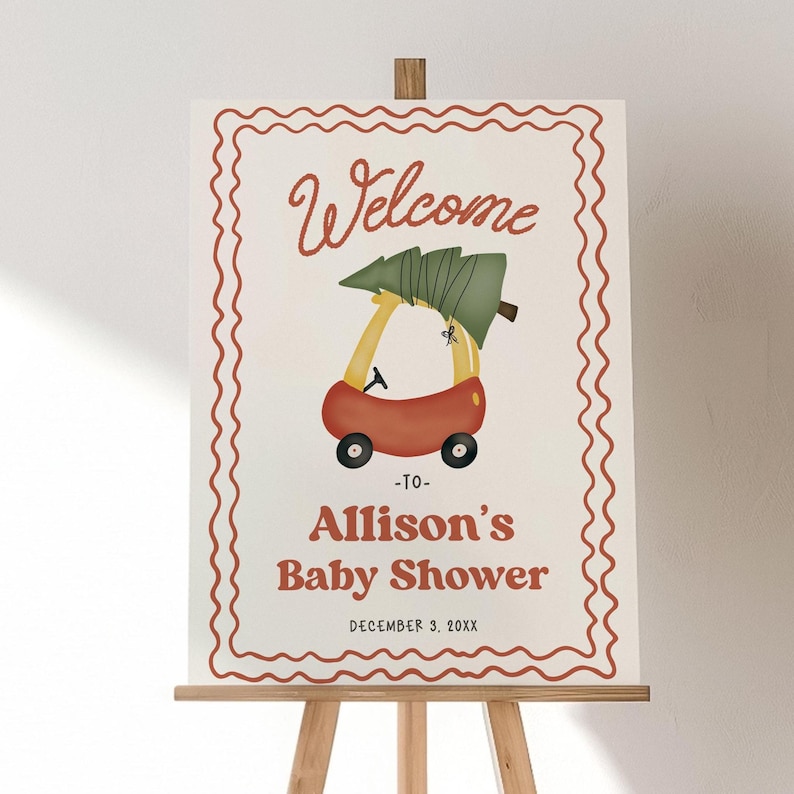 Merry Little Baby Shower Bundle, Christmas Baby Shower, Books for Baby, Diaper Raffle Winter Baby Shower Cozy Car Editable template 192 image 8
