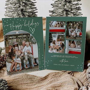 Modello modificabile per biglietto di Natale con foto, biglietto di Natale ad arco, biglietto di auguri Boho, biglietto di Natale minimalista, modello modificabile per biglietto di Buon Natale