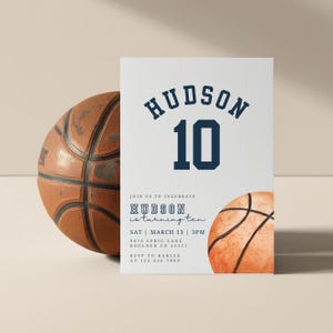 Modello di invito di compleanno per ragazzi a tema basket, invito moderno a tema basket, festa di compleanno per ragazzi, modello digitale modificabile fai da te Boho Vintage
