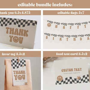 Two Cool Boy Birthday Invitation Boy 2nd Birthday Smile Face Retro Birthday Editable Digital Template INSTANT DOWNLOAD 58 image 3