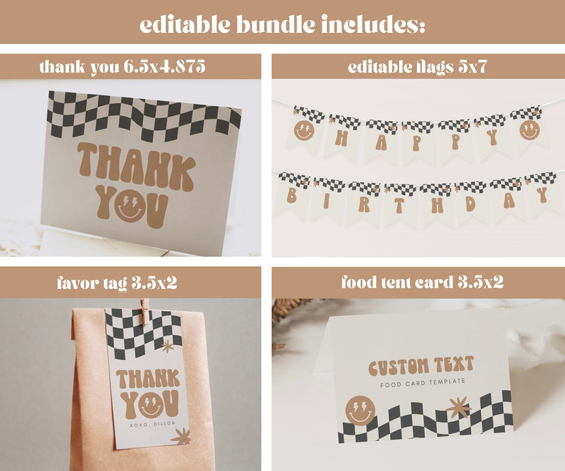 Two Cool Boy Birthday Invitation Boy 2nd Birthday Smile Face Retro Birthday Editable Digital Template INSTANT DOWNLOAD 58 image 3