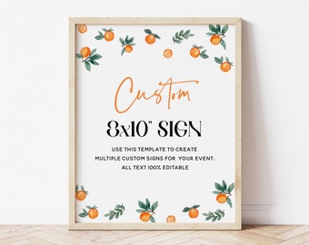 Little Cutie Baby Shower editable Sign, Clementine Baby Shower Sign Template, Citrus Baby Shower Sign Gender Neutral Oranges NORA